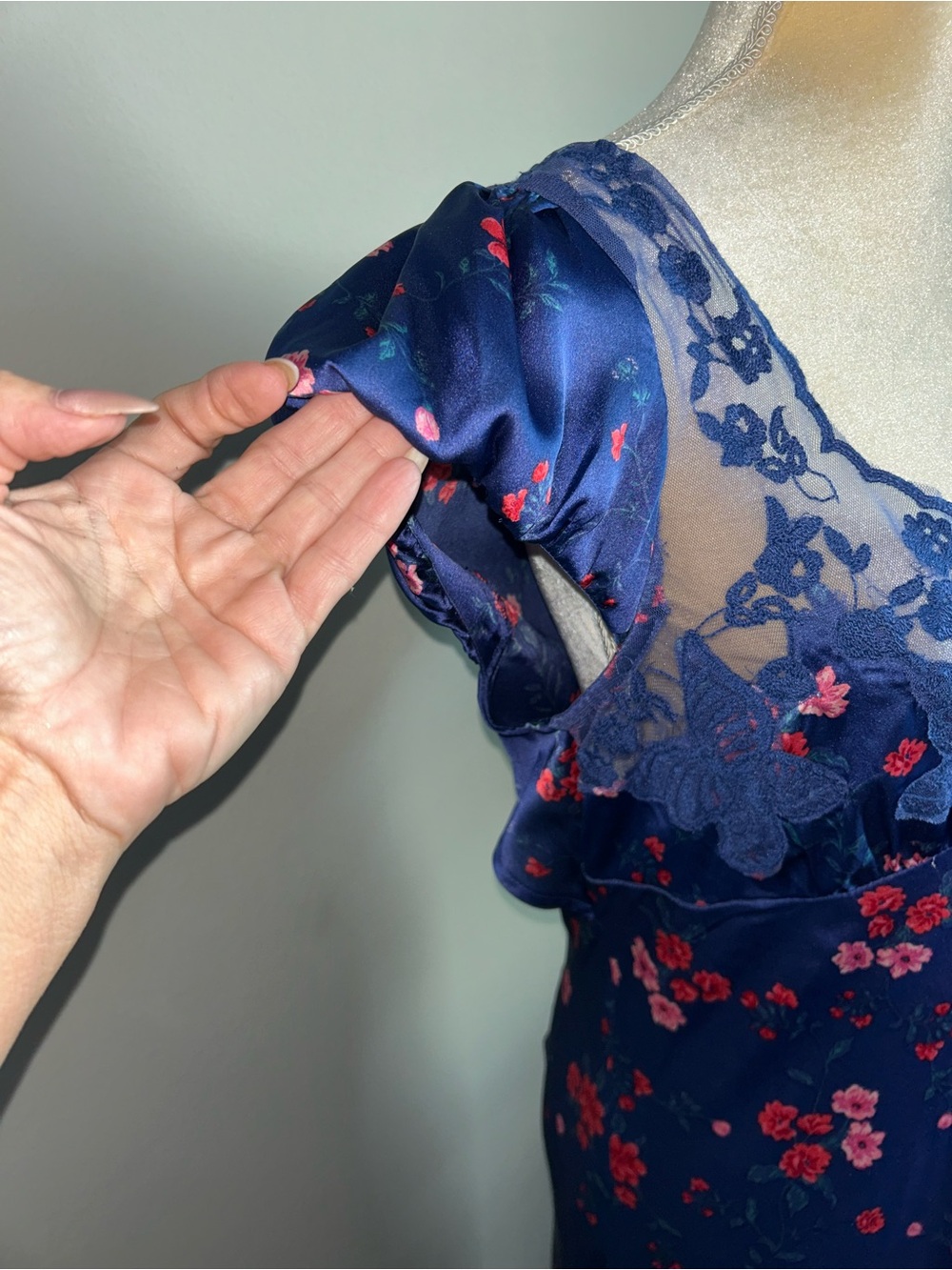 NWT Free People Butterfly Babe Lace Floral Printed Maxi Dress Sz XL - Picture 6 of 14